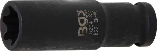 Kraft-Steckschlüssel-Einsatz E-Profil, tief | Antrieb Innenvierkant 12,5 mm (1/2") | SW E22 mm