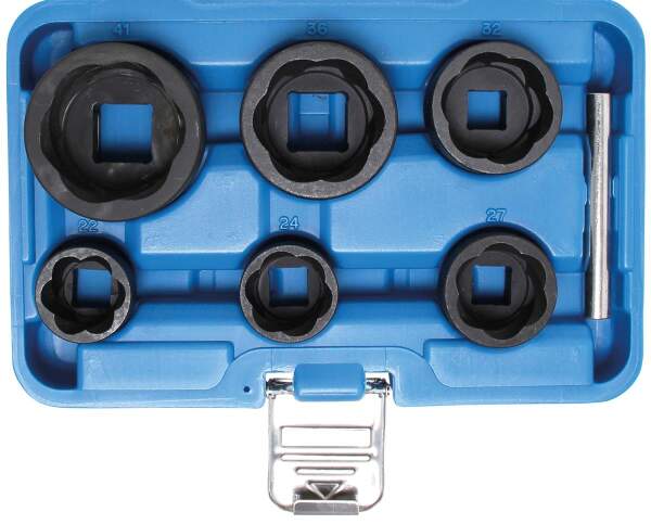 Spiral-Profil-Steckschlüssel-Satz / Schraubenausdreher | Antrieb Innenvierkant 12,5 mm (1/2") + 20 mm (3/4") | SW 22 - 41 mm | 6-tlg.