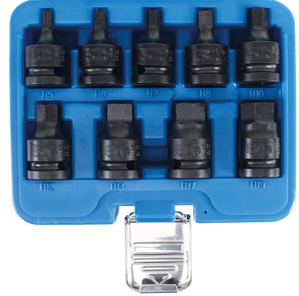 Kraft-Bit-Einsatz-Satz | Antrieb Innenvierkant 12,5 mm (1/2") | Innensechskant 5 - 19 mm | 9-tlg.